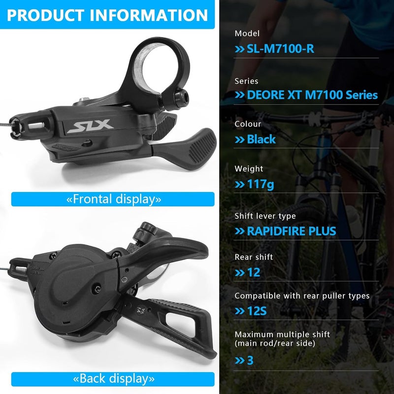 Relwears 12 Speed Bike Shifter Right, Bicycle Gear Shifter Sl-M7100-R with Inner Cables, Mountain Bicycle Folding Bike Commuter Bike - Image 3